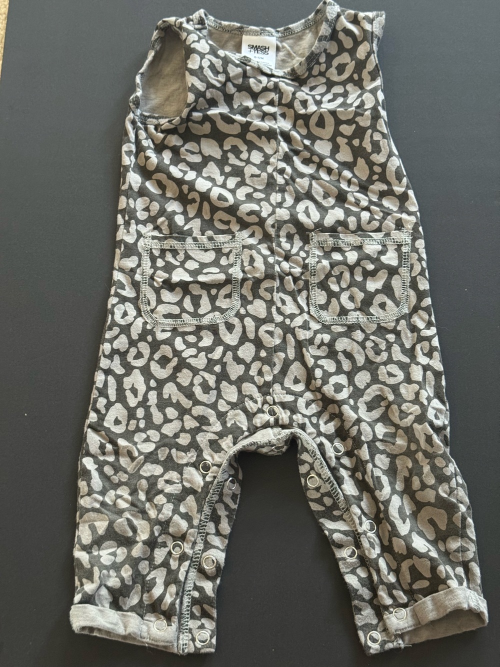 Smash + Tess Gray Leopard Print Romper